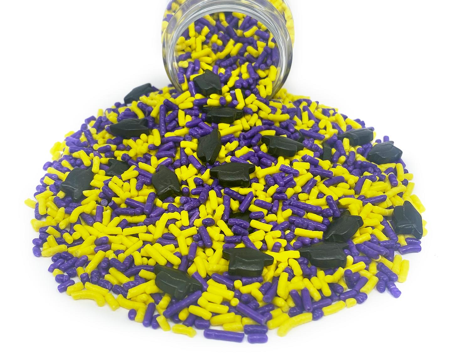 Load image into Gallery viewer, Graduation Day! Purple &amp;amp; Yellow Sprinkle Mix 3.8oz
