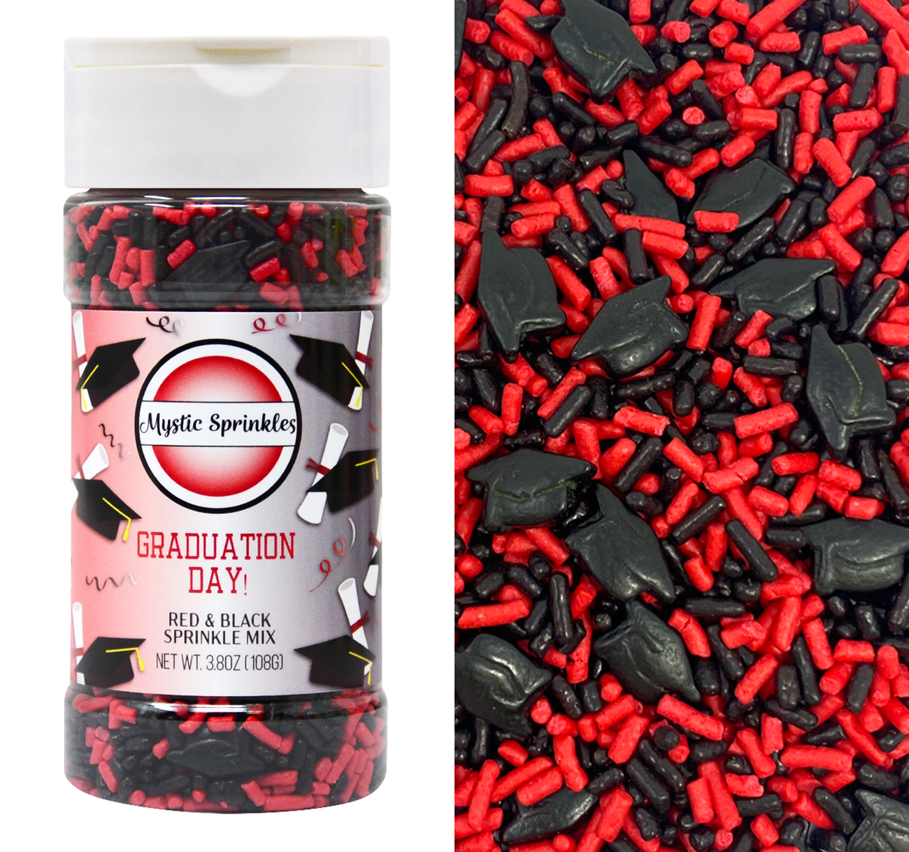 Graduation Day! Red & Black Sprinkle Mix 3.8oz