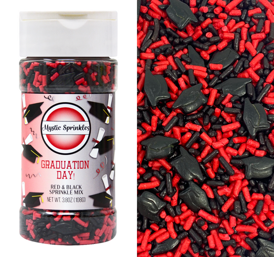 Load image into Gallery viewer, Graduation Day! Red &amp;amp; Black Sprinkle Mix 3.8oz
