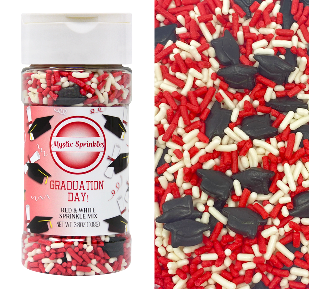 Load image into Gallery viewer, Graduation Day! Red &amp;amp; White Sprinkle Mix 3.8oz
