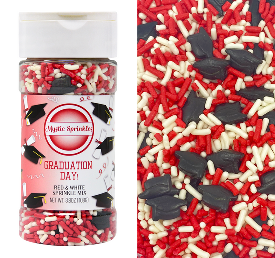 Graduation Day! Red & White Sprinkle Mix 3.8oz