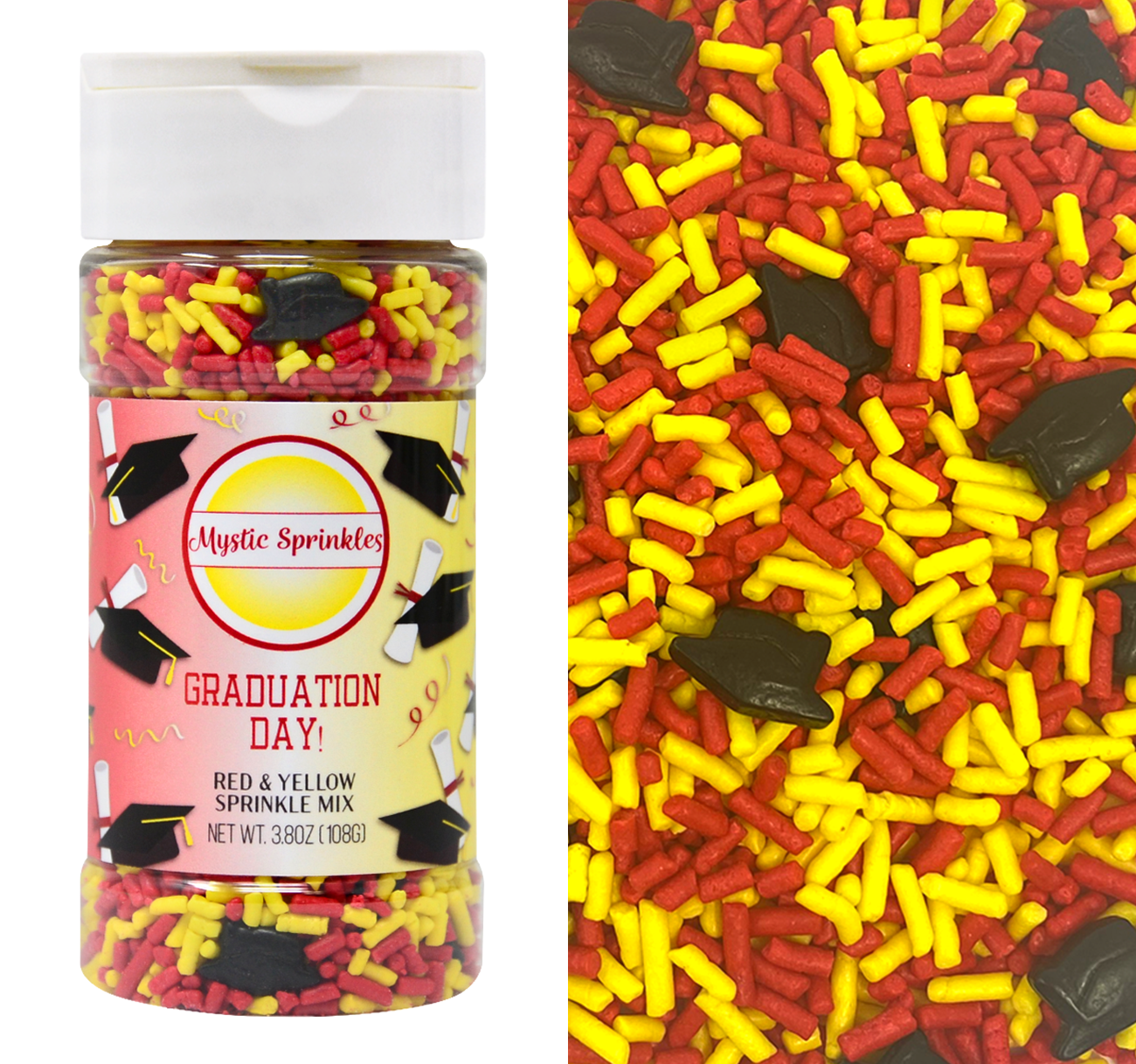 Load image into Gallery viewer, Graduation Day! Red &amp;amp; Yellow Sprinkle Mix 3.8oz
