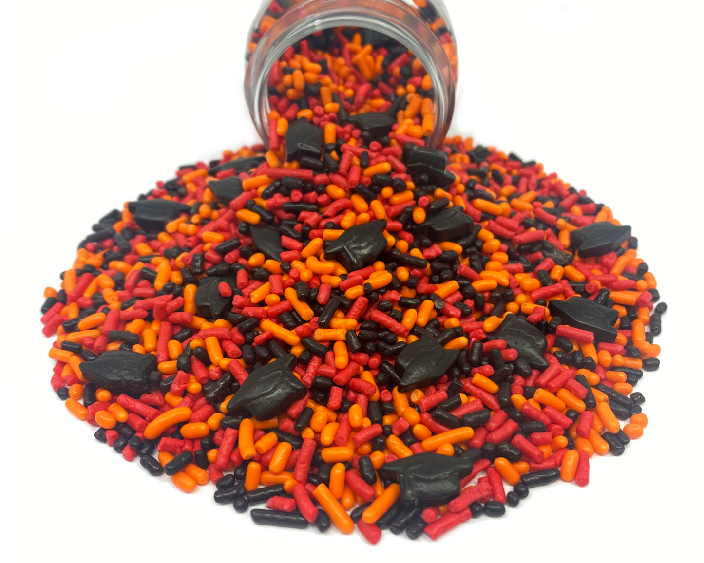 Graduation Day! Black, Orange & Red Sprinkle Mix 3.8oz