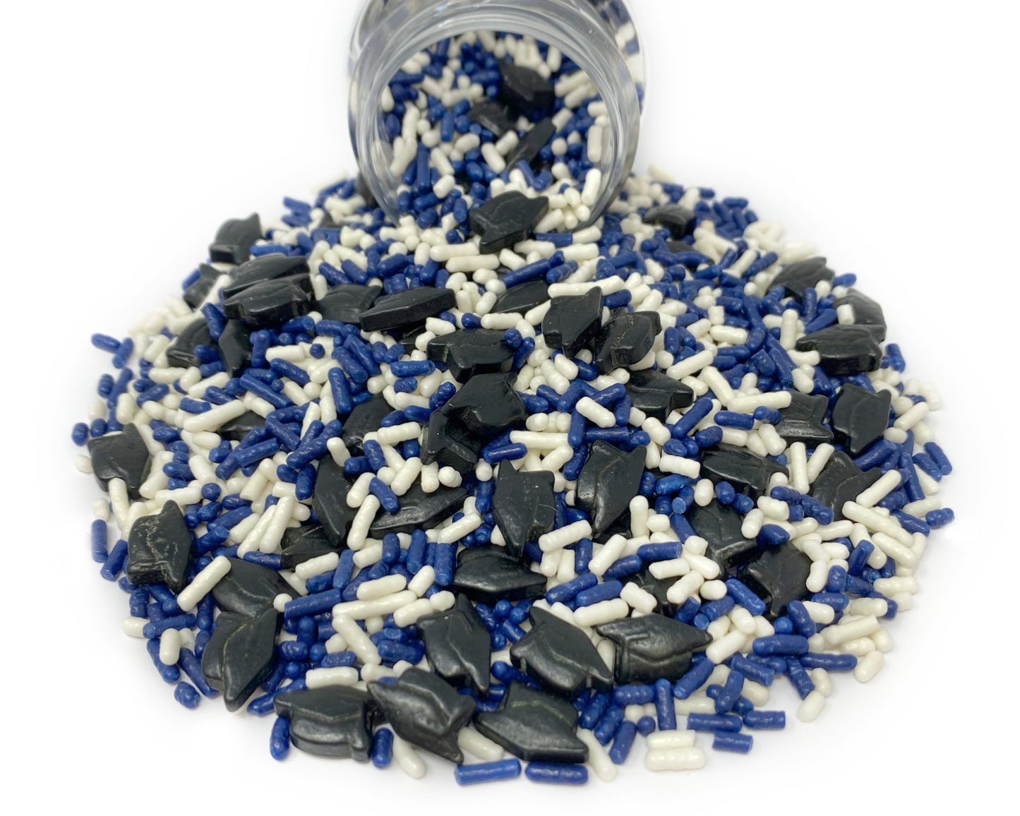 Graduation Day! Navy Blue & White Sprinkle Mix 3.8oz