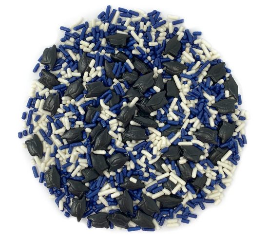 Graduation Day! Navy Blue & White Sprinkle Mix 3.8oz
