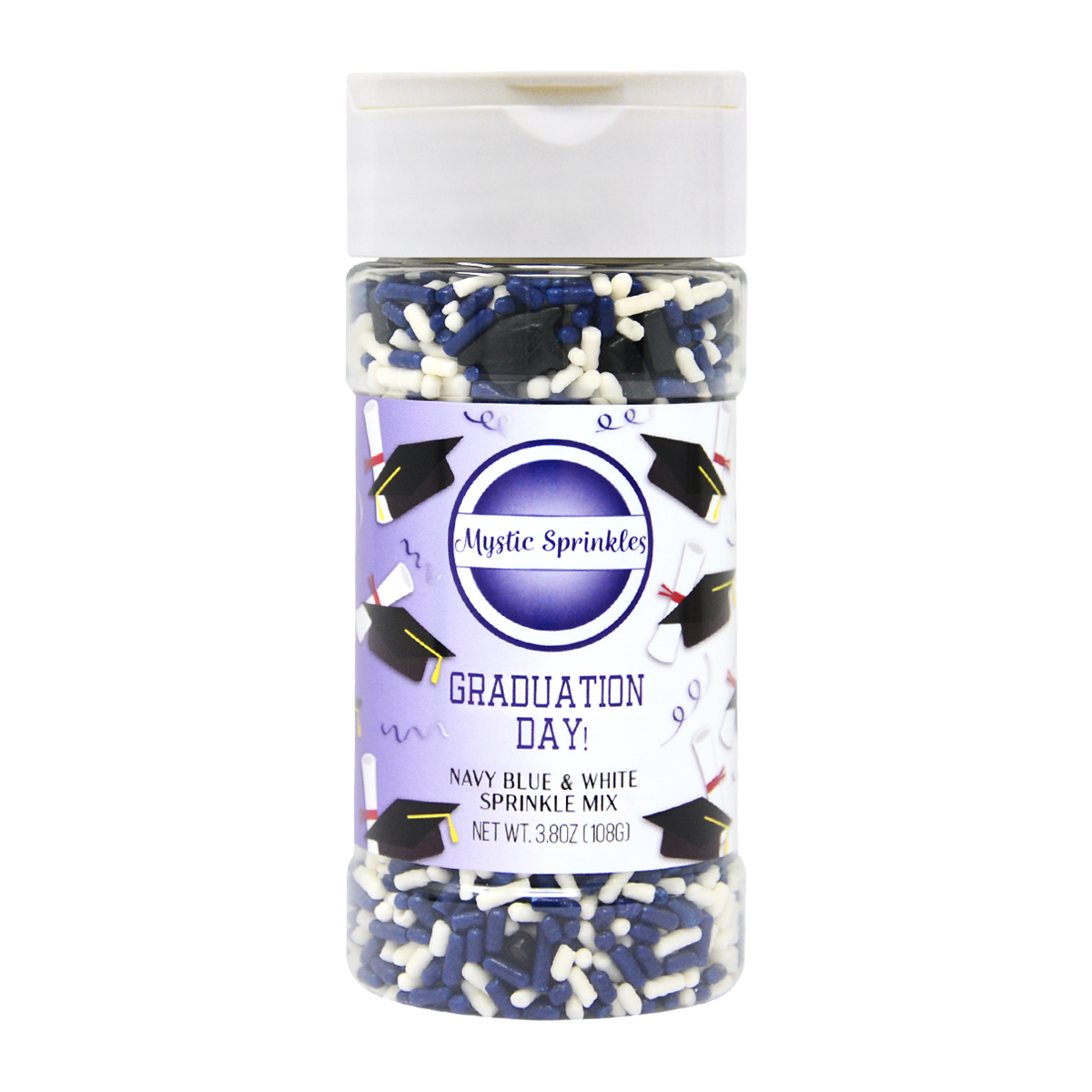 Graduation Day! Navy Blue & White Sprinkle Mix 3.8oz