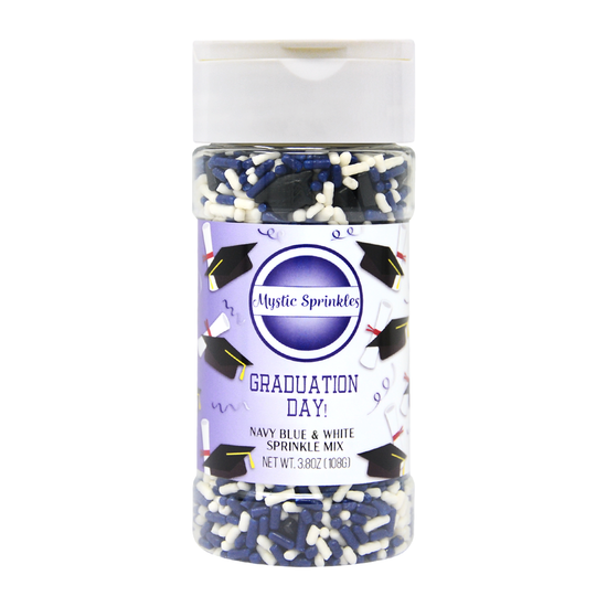 Load image into Gallery viewer, Graduation Day! Navy Blue &amp;amp; White Sprinkle Mix 3.8oz

