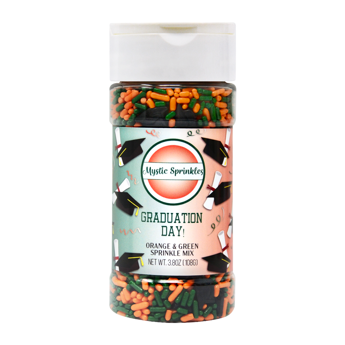 Graduation Day! Orange & Green Sprinkle Mix 3.8oz