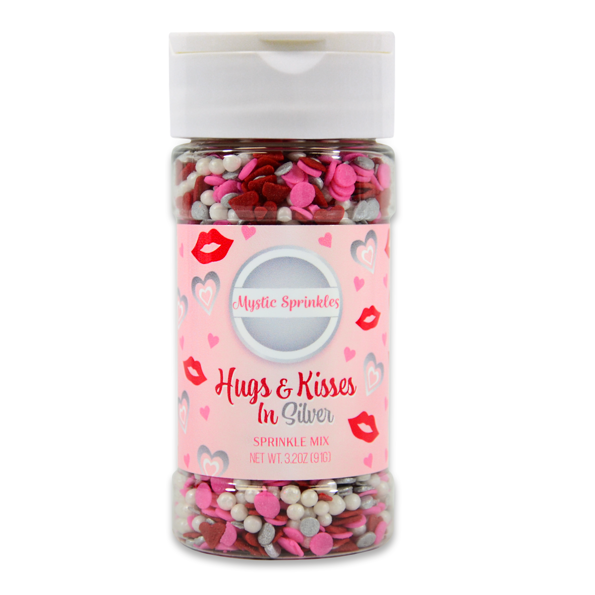 Hugs & Kisses Sprinkle Mix in Silver Sprinkle Mix 3.2oz Bottle