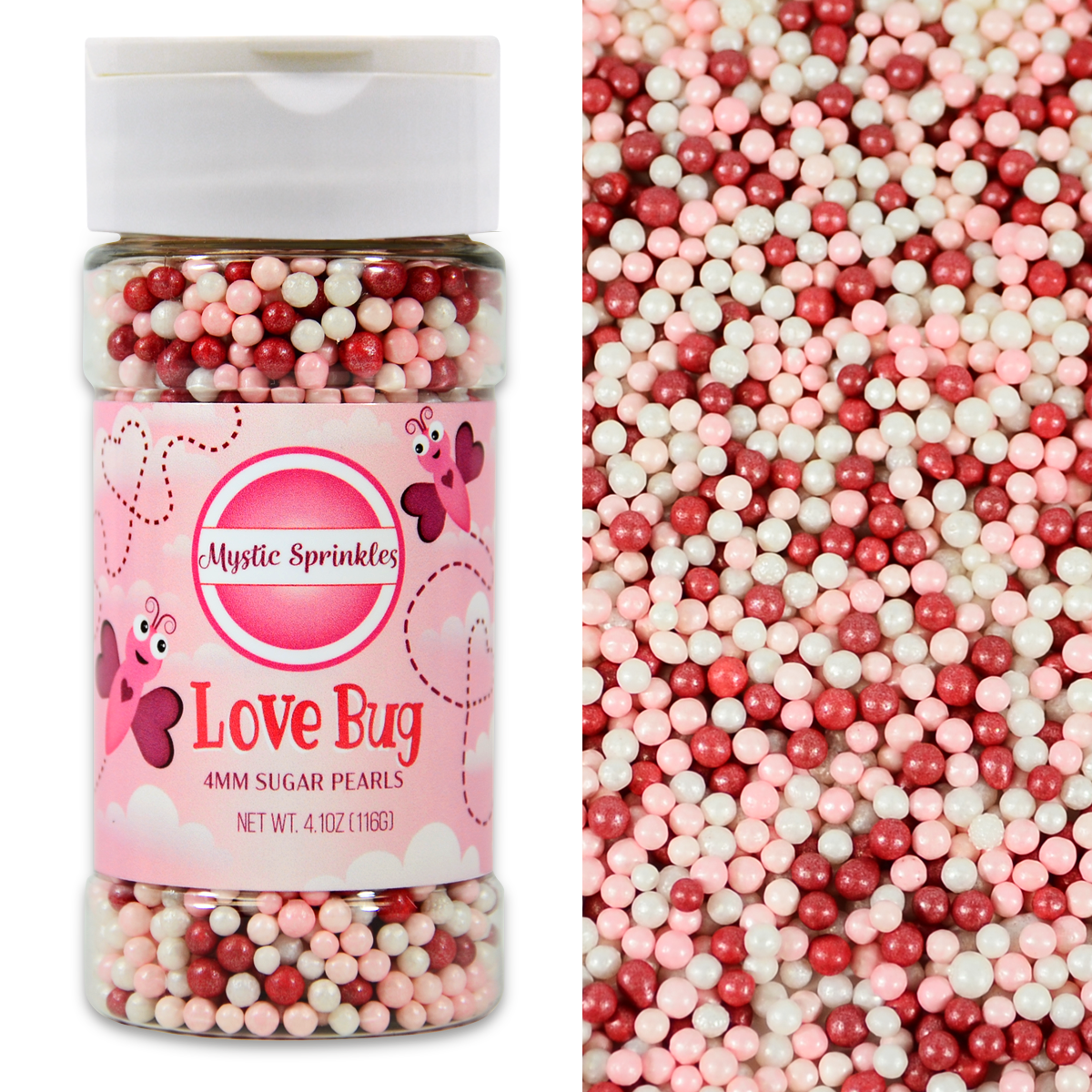 Love Bug Sugar Pearls 4.1oz Bottle