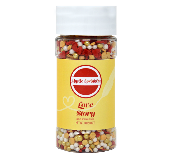 Love Story Sprinkle Mix In Gold 3.3oz Bottle
