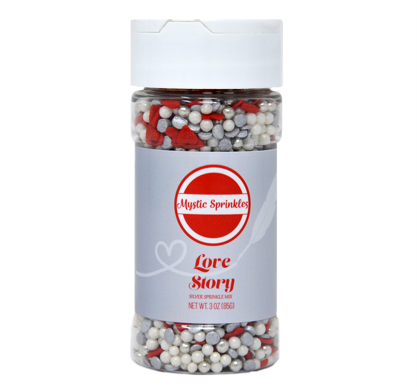 Love Story Sprinkle Mix In Silver 3.3oz Bottle