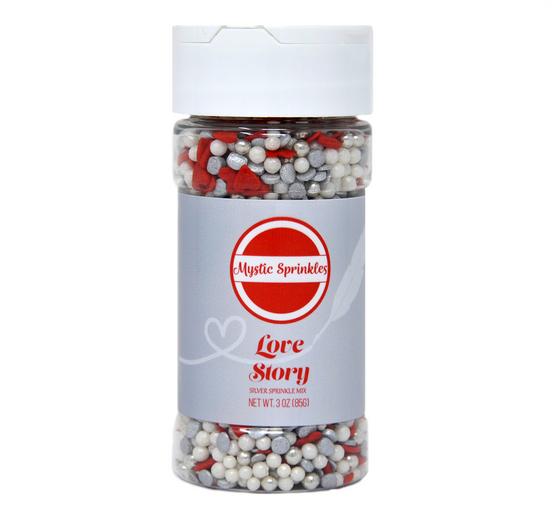 Love Story Sprinkle Mix In Silver 3.3oz Bottle