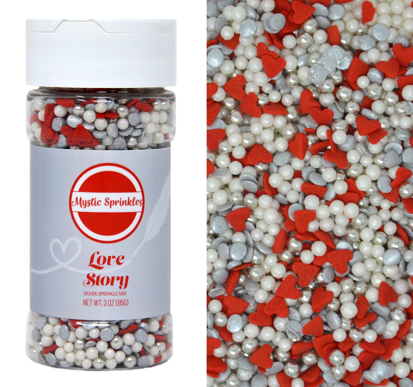Love Story Sprinkle Mix In Silver 3.3oz Bottle