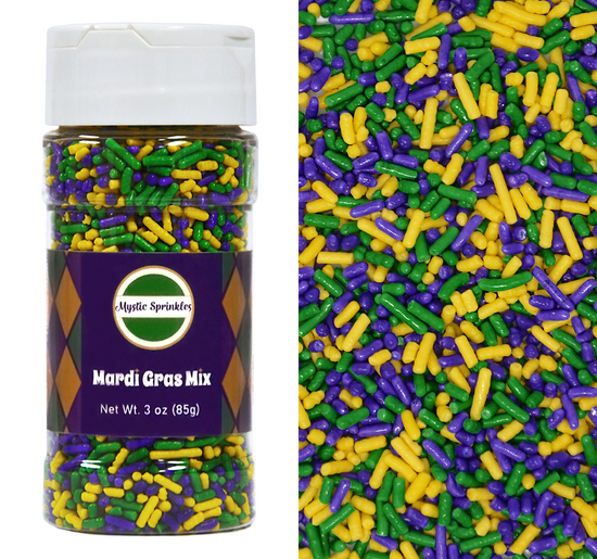 Mardis Gras Mix Jimmies Sprinkles 3oz Bottle