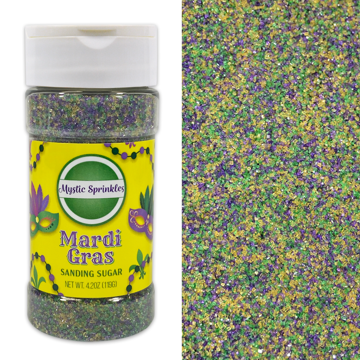 Mardi Gras Sanding Sugar Mix 4.2oz Bottle