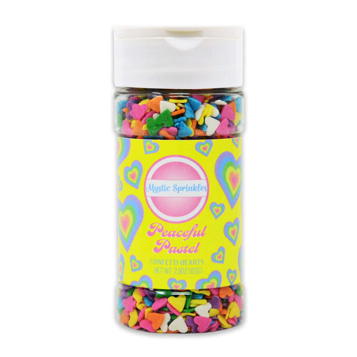 Peaceful Pastel Confetti Hearts 2.9oz Bottle