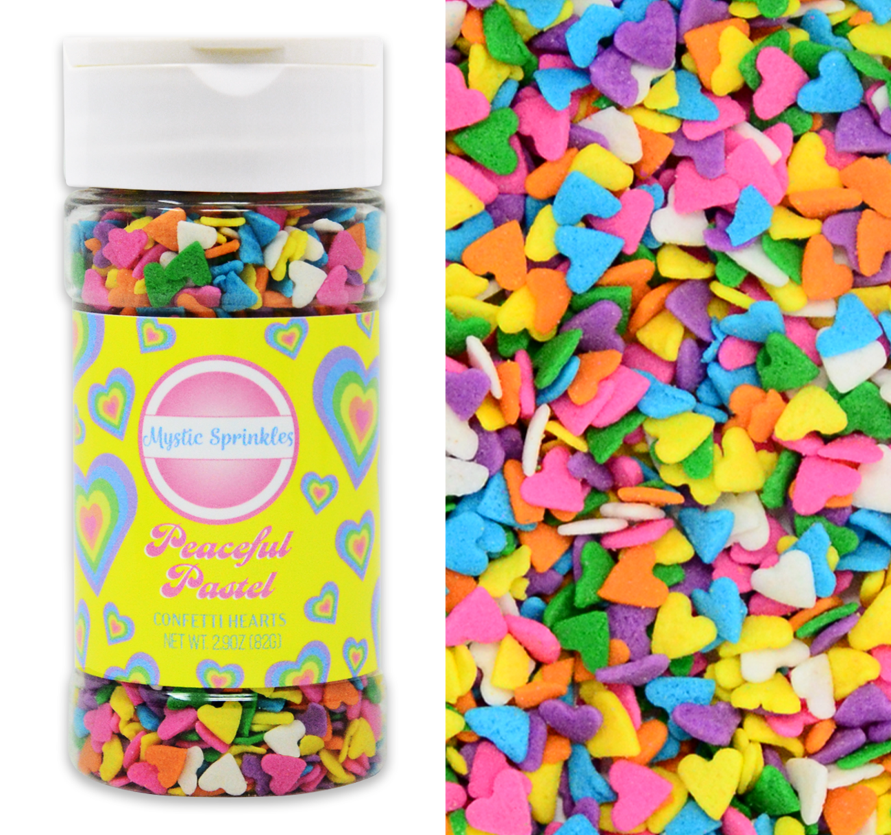 Peaceful Pastel Confetti Hearts 2.9oz Bottle