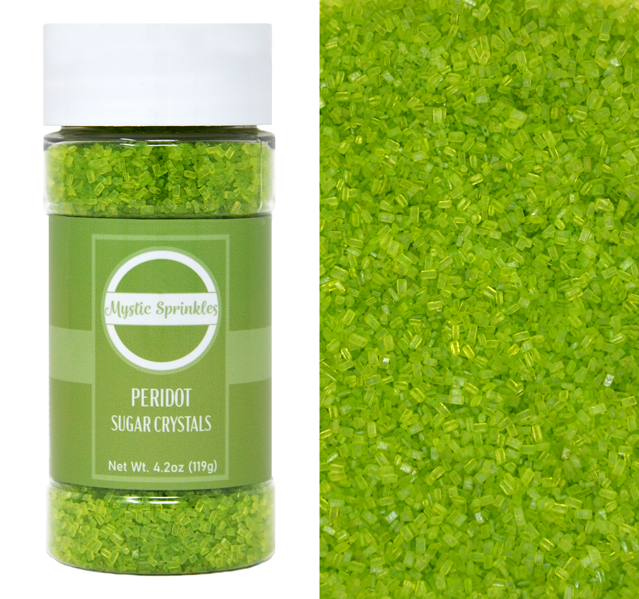 Peridot - Bright Green Sugar Crystals 4.2oz Bottle