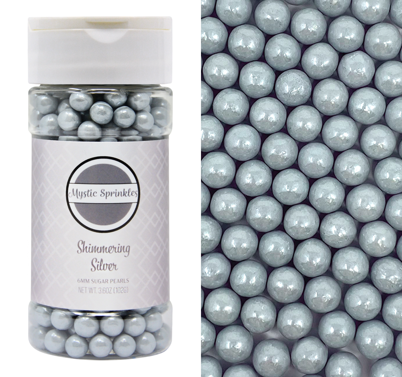 Shimmering Silver 6mm Sugar Pearls 3.6oz