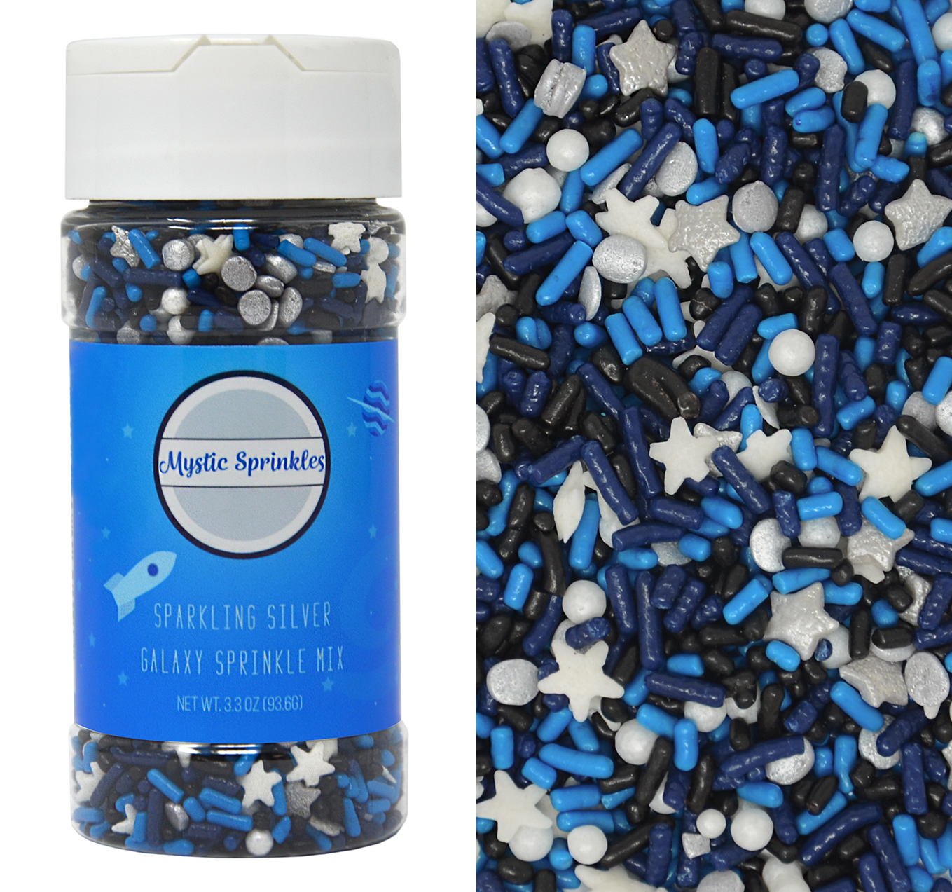Sparkling Silver Galaxy Sprinkle Mix 3.3oz Bottle