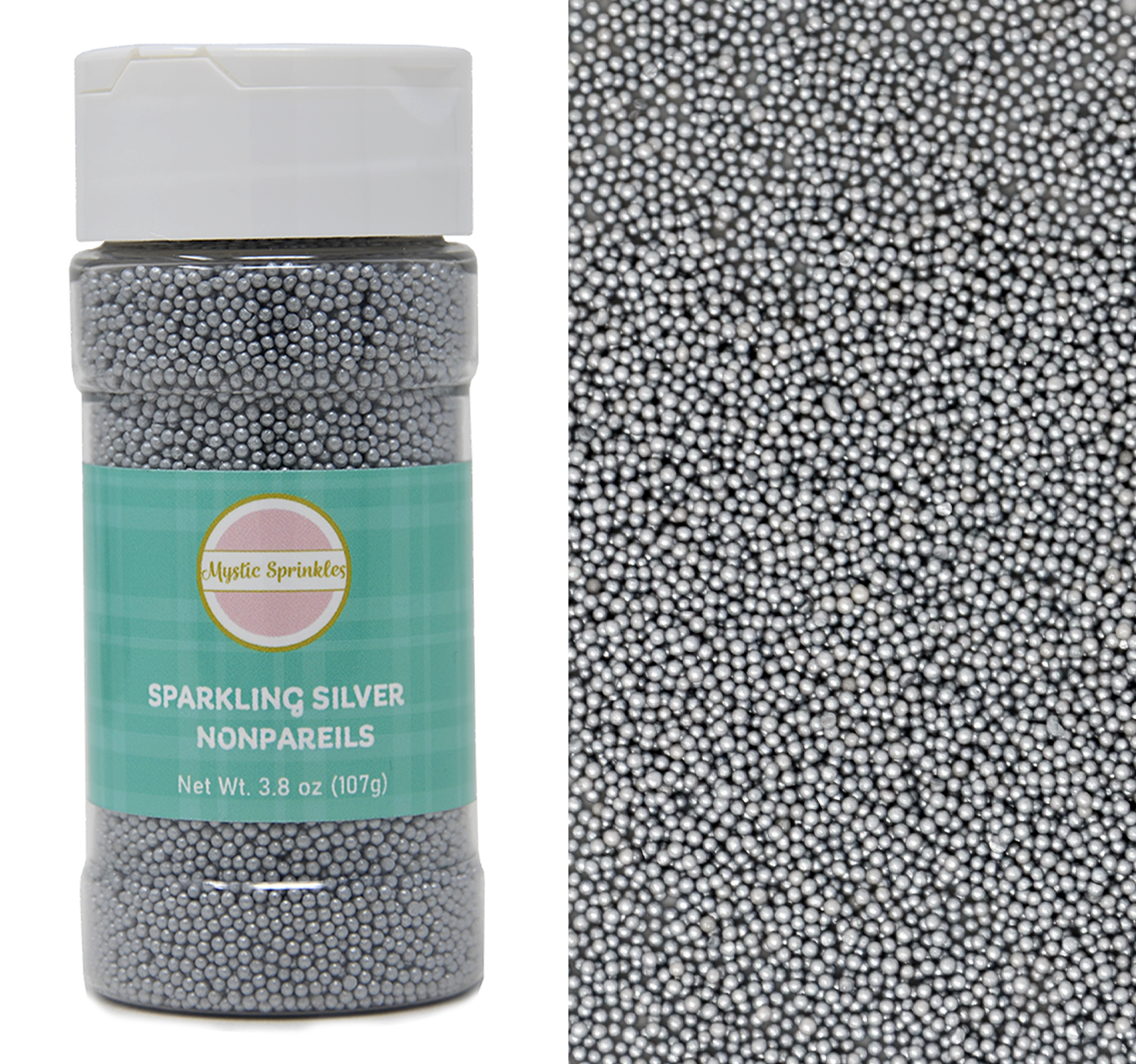 Load image into Gallery viewer, Sparkling Silver Nonpareils 3.8oz Bottle
