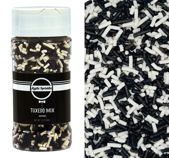 Tuxedo Mix Jimmies Sprinkles 3oz Bottle