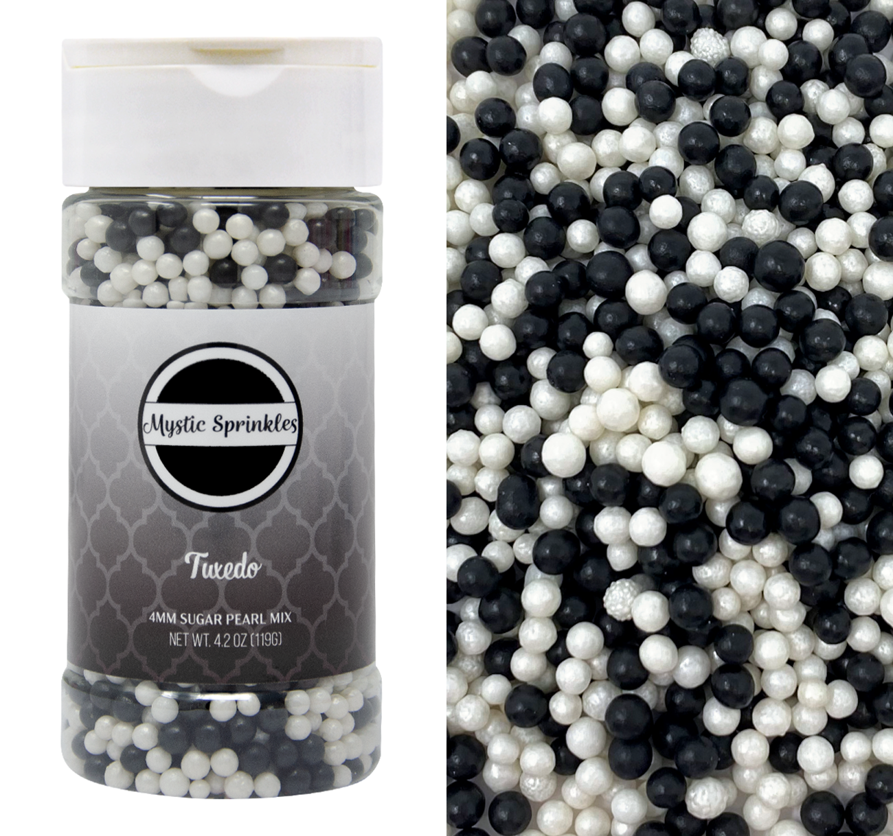 White Pearlised, 4mm Edible Sugar Pearls