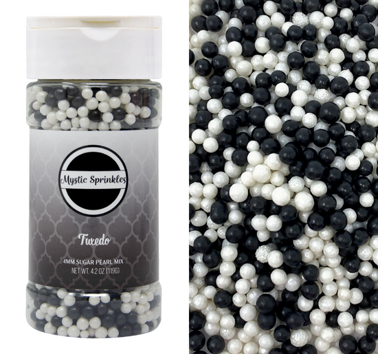 Tuxedo Mix 4mm Sugar Pearls 4.2oz