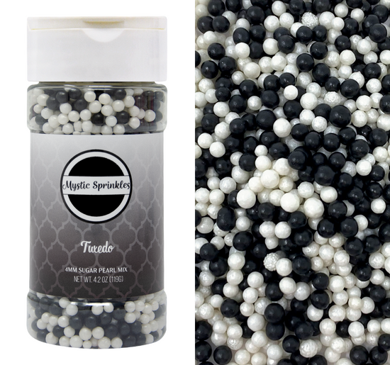 Load image into Gallery viewer, Tuxedo Mix 4mm Sugar Pearls 4.2oz
