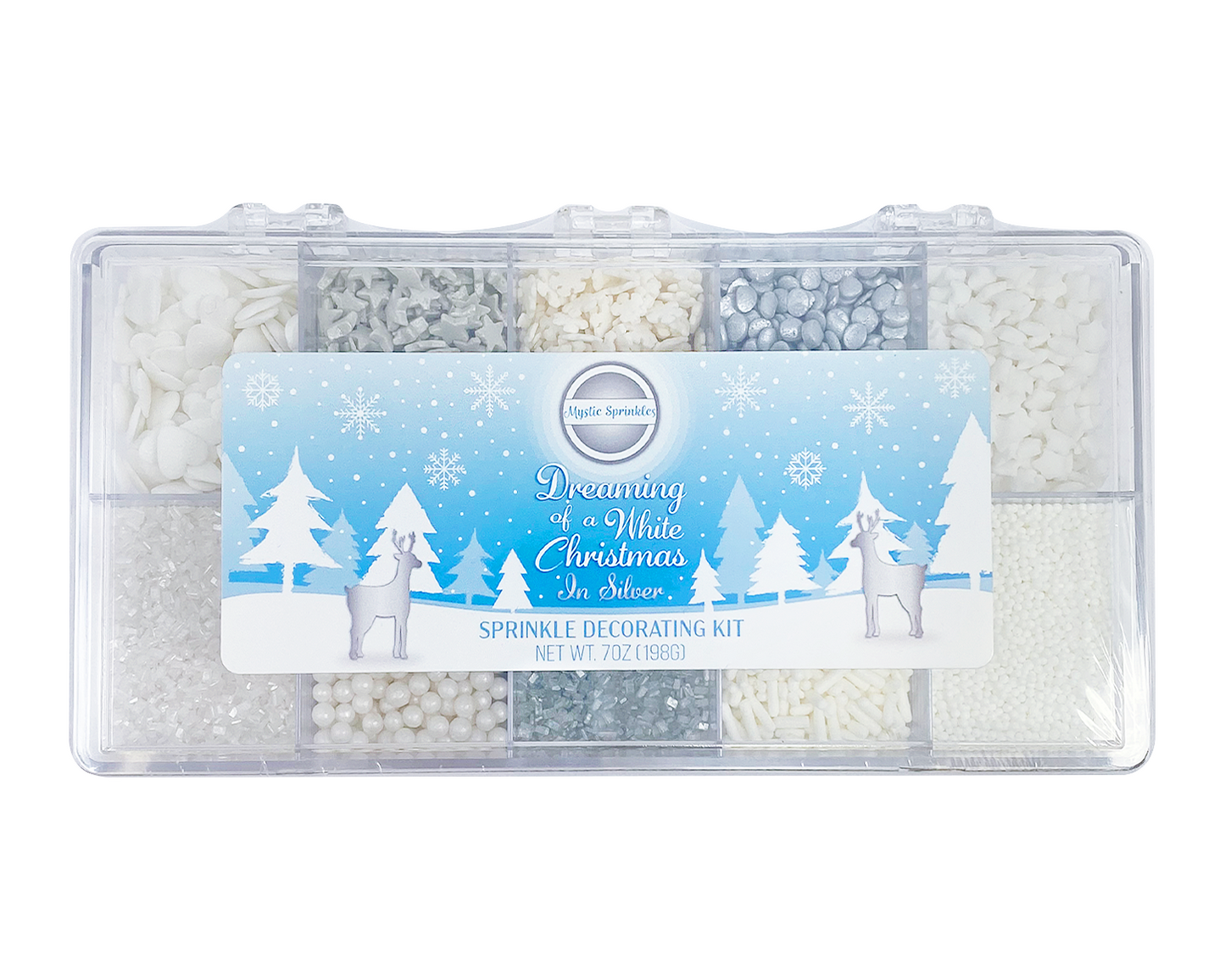 Dreaming of a White Christmas in Silver Sprinkle Decorating Kit 7oz